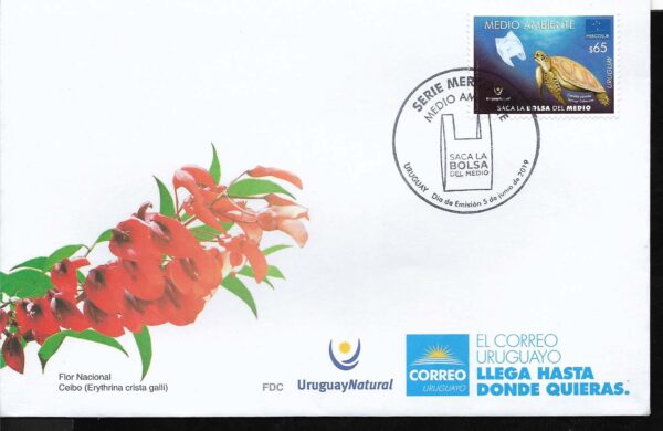 URUGUAY 2019 FAUNA TURTLE,ENVIROMENT PROTECTION FDC