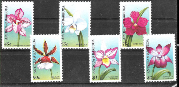 #8036 ANTIGUA BARBUDA CARIBBE 1997 FLORA FLOWERS ORCHIDS SET YV 2214-9 MNH