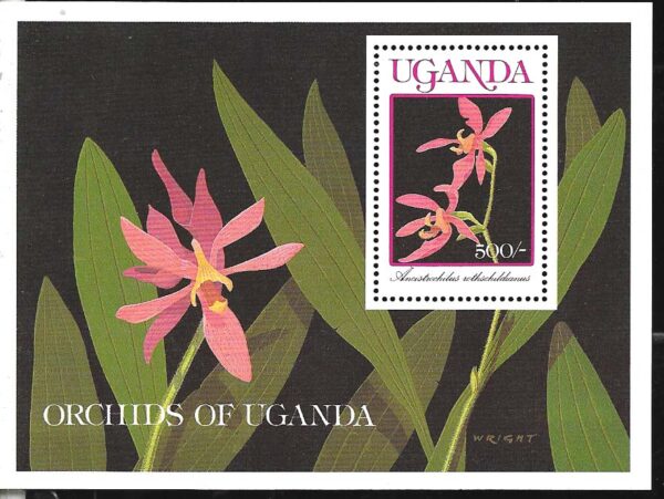 #8217 UGANDA 1990 FLORA FLOWERS ORCHIDS S/SHEET YV BL106 MNH