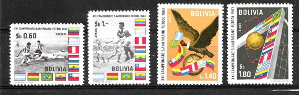 #2101 BOLIVIA SPORT FOOTBALL SOCCER SOUTH AMERICAN CUP,FLAG BIRD YV 436-7+A228-9
