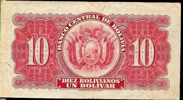 #B31 BOLIVIA 10 BOLIVIANOS AÑO 1928 XF - Imagen 2