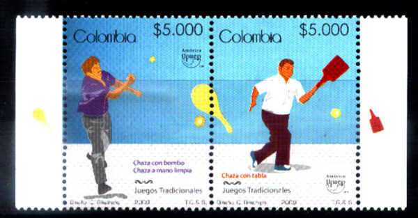 #3520 COLOMBIA 2009 UPAEP AMERICA TRADITIONAL GAMES,SPORTS YV 1501-2 PAIR MNH