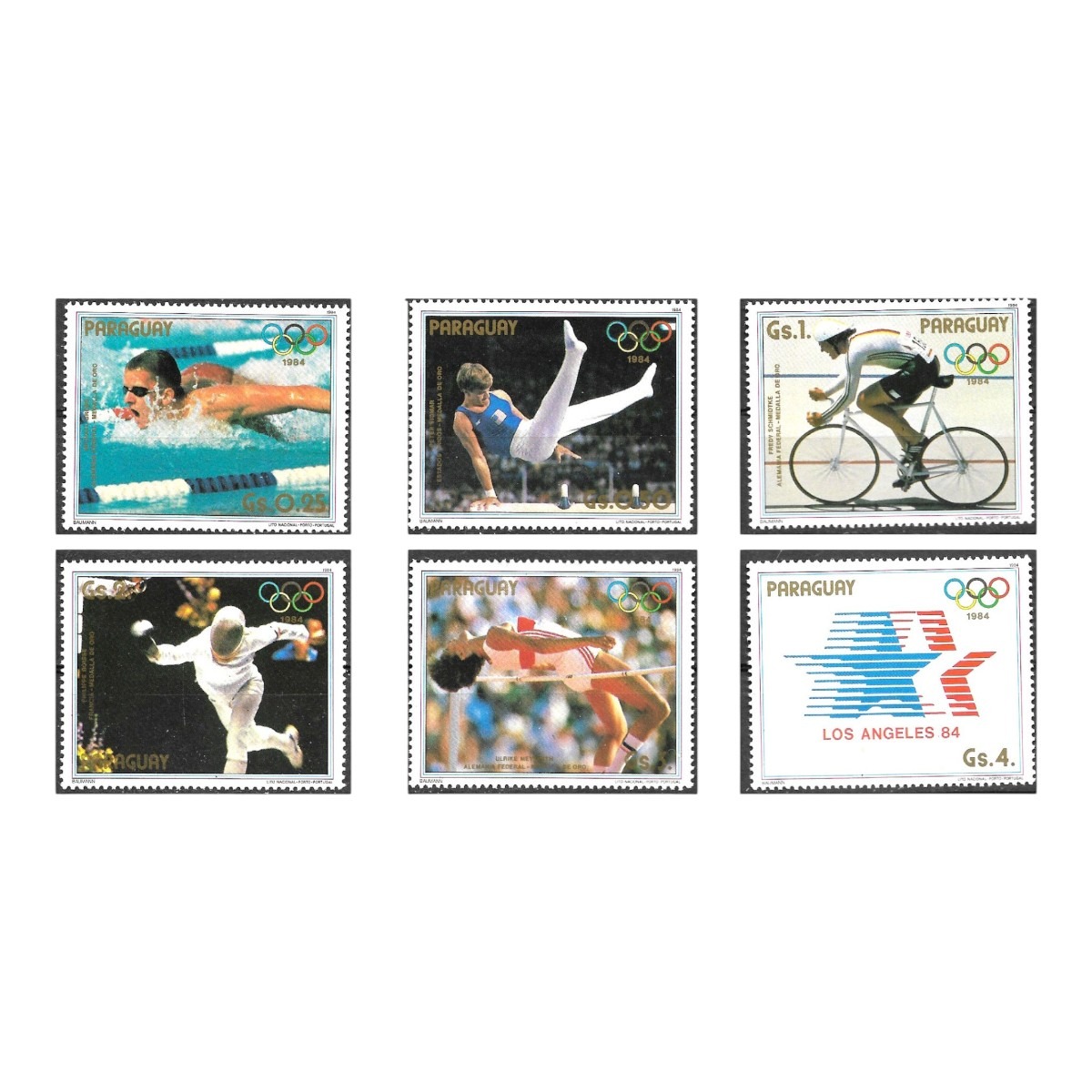 PARAGUAY 1985 SPORTS OLYMPIC GAMES VERANO 1984 LOS ANGELES YV 2137-42 MNH